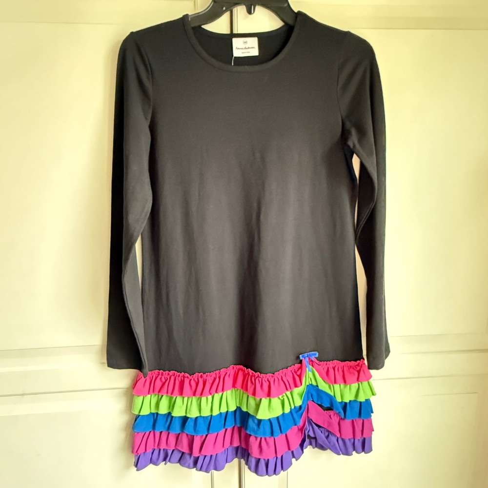 Hanna Andersson Dress Ruffle Bottom Long Sleeve Black‎ 14-16 Girls 160 New